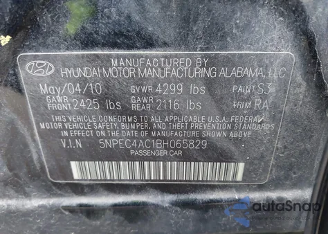 2011 Hyundai Sonata Limited from USA, damaged, VIN 5NPEC4AC1BH065829